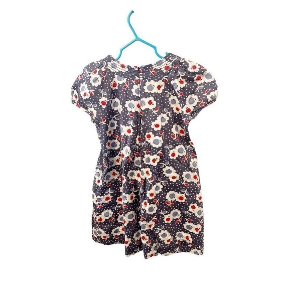 Mini Boden Blue and Red Floral Cotton Short Sleeve Lined Dress - Picture 2 of 3